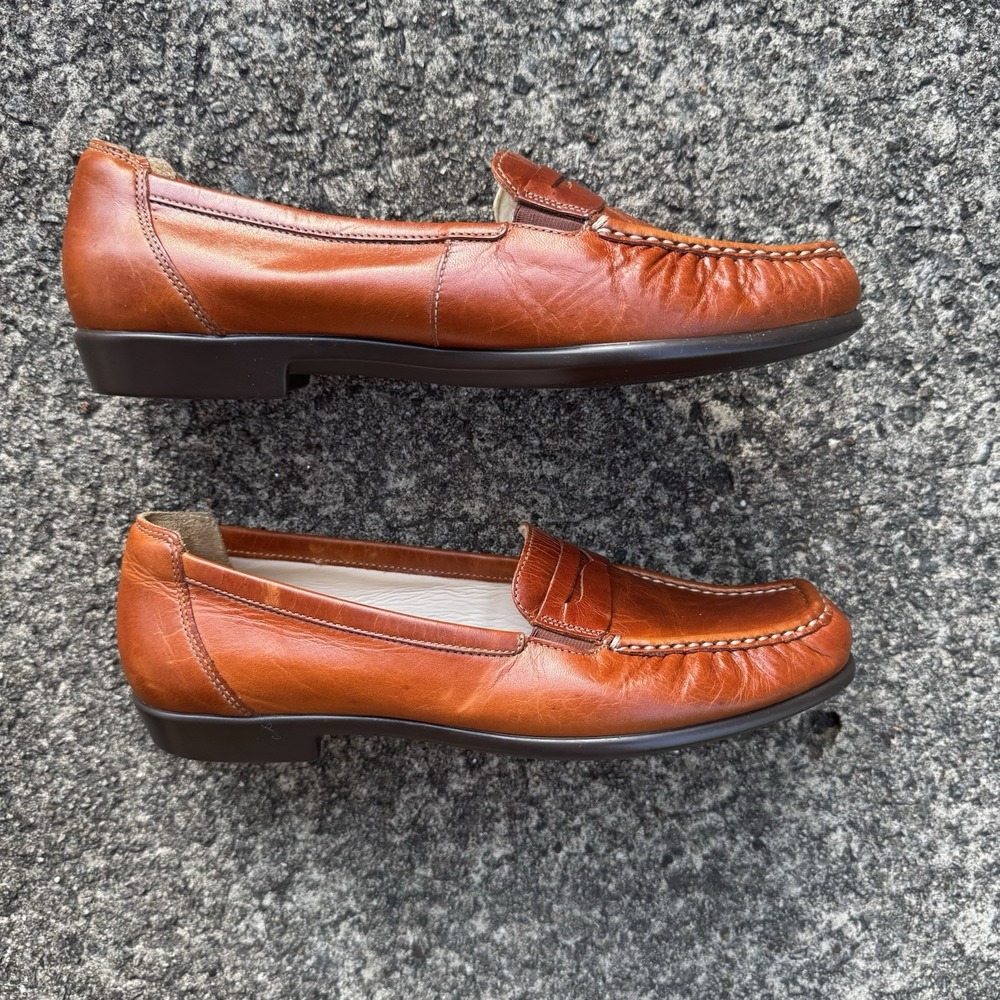 SAS Penny J Walnut Brown Leather Loafers Women's 10 M Moc Toe Slip On Shoes USA - Picture 7 of 10
